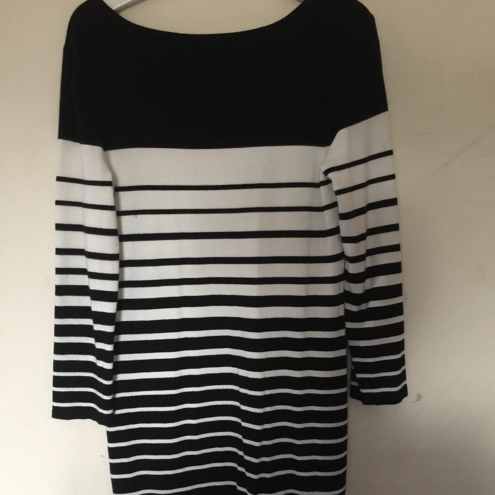 black and white striped dress